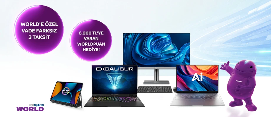 Yapı Kredi World'e Özel: Vade Farksız 3 Taksit ve 6.000 TL'ye Varan Worldpuan Fırsatı!